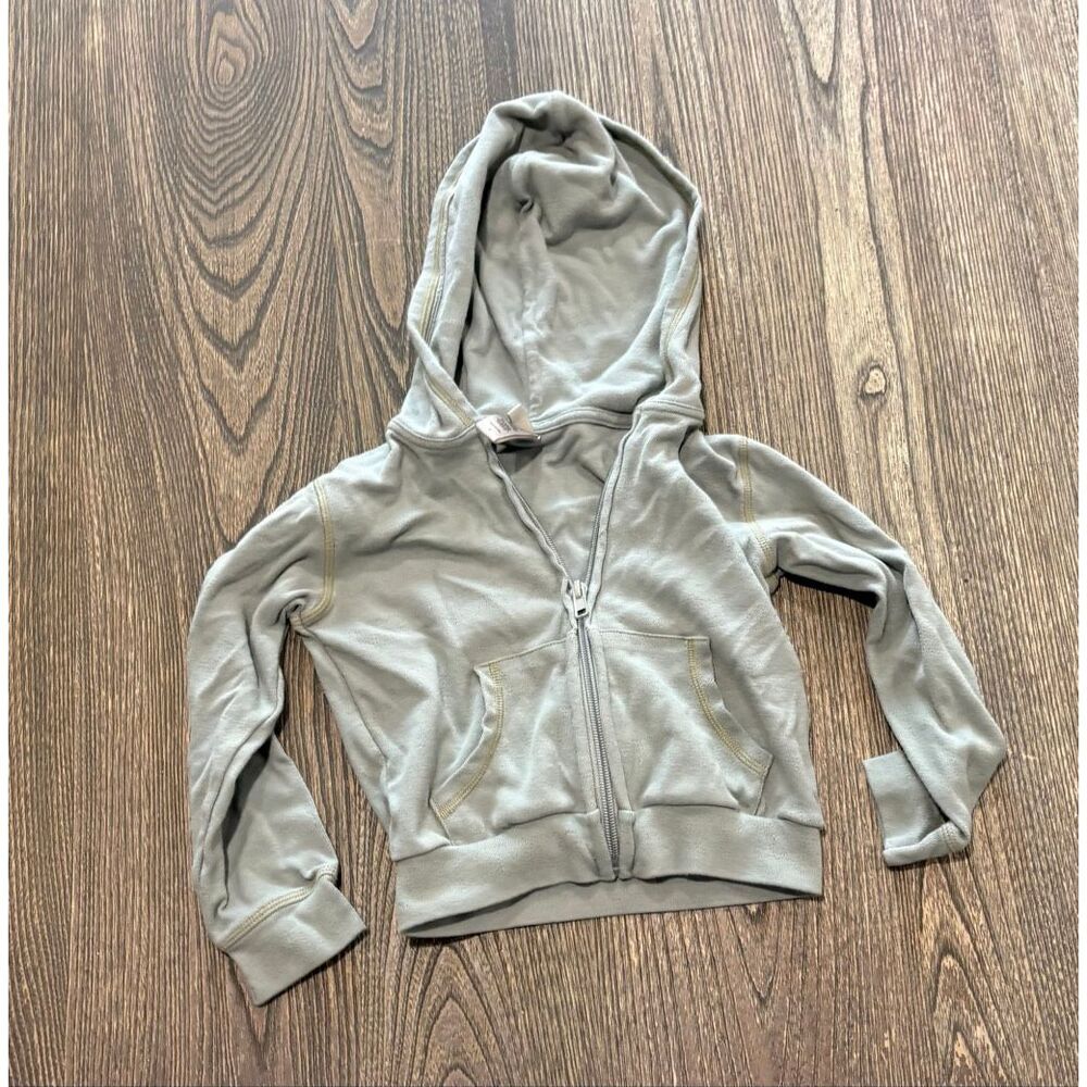 Skims Infant Girls Full Zip Hoodie Sweatshirt Front Pocket Stretch Green Size 4